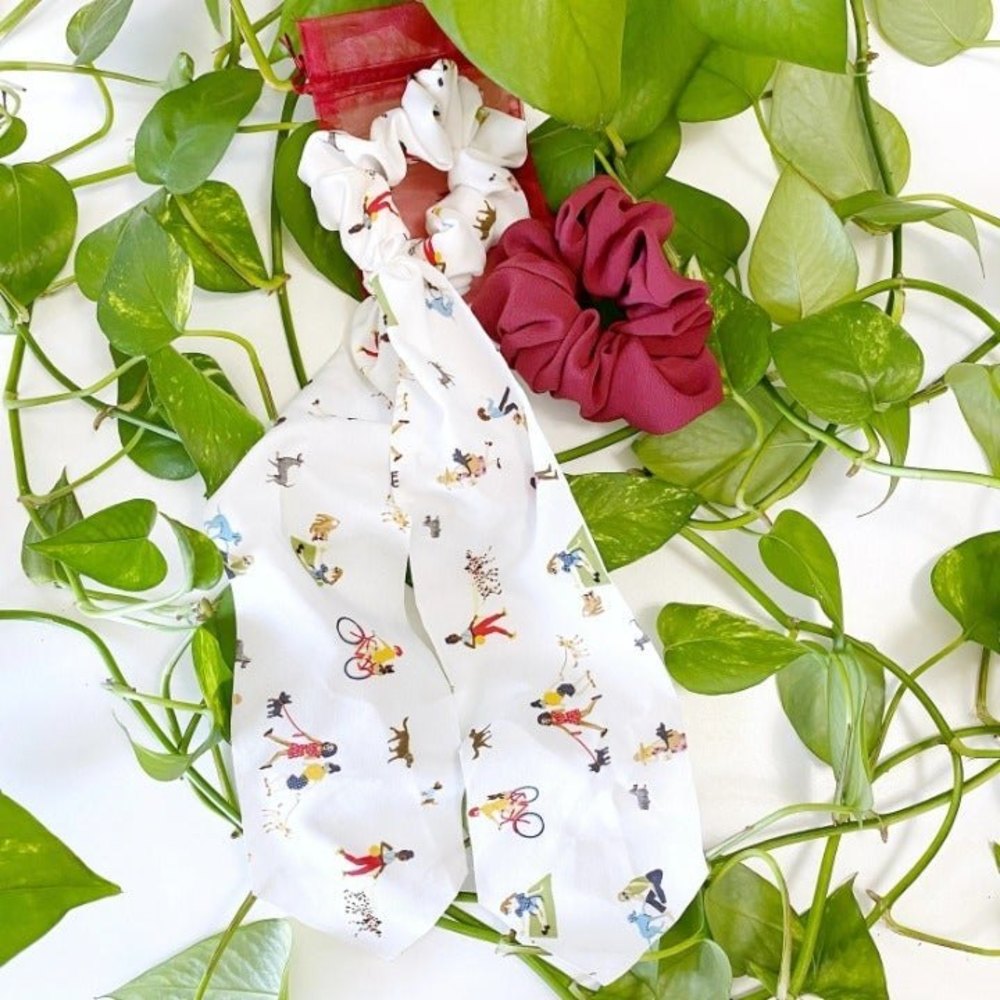 Dog Handmade Hair Scarf and Scrunchie Set; Silky Chiffon Scrunchie